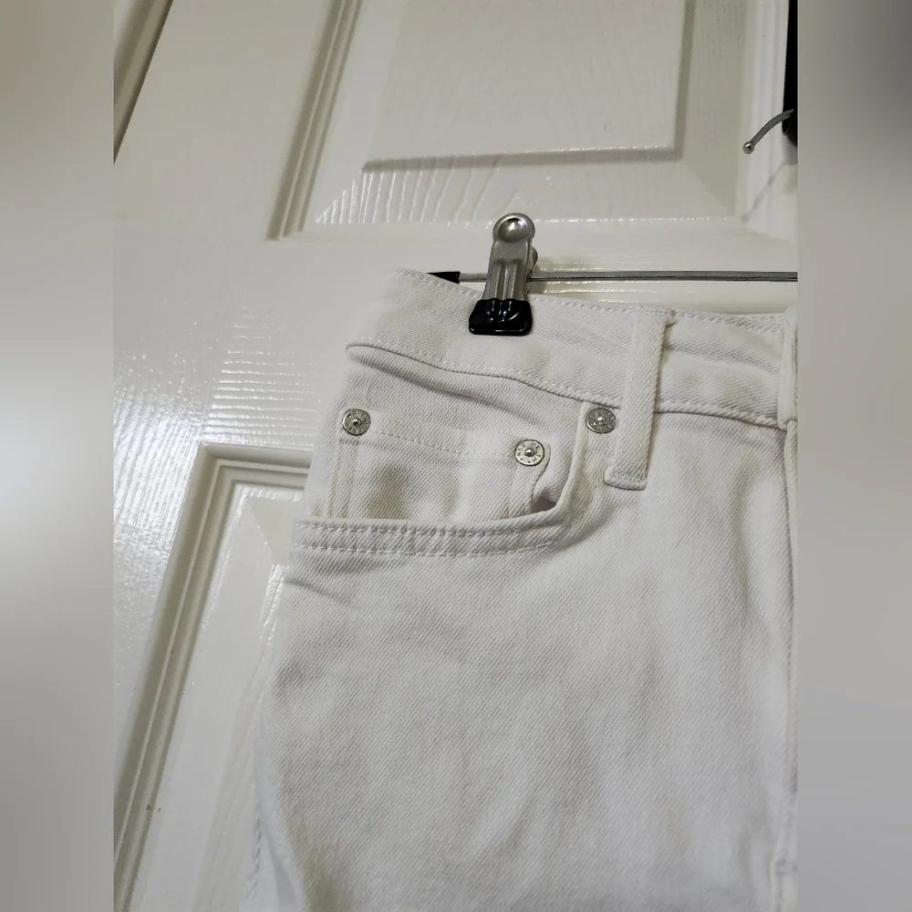 Free People We the Free Solid White Raw Hem Cropped Denim Jeans 25